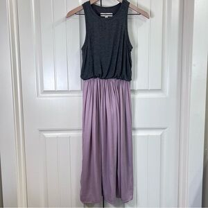 Loft Womens Twofer Tank Midi Dress in Gray/Pink, Size XS